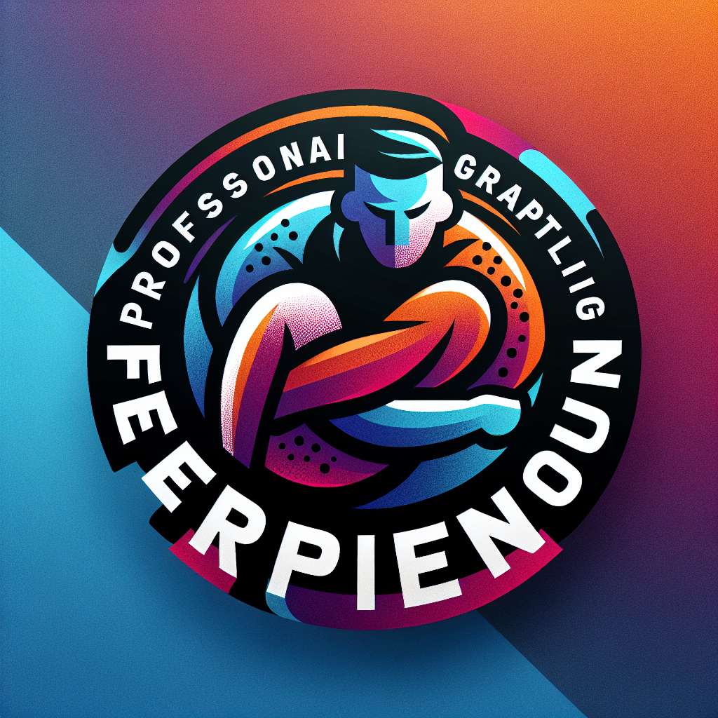 Design a logo for a blog dedicated to Professional Grappling Federation news, reflecting the bold and competitive spirit of the sport with a modern and dynamic aesthetic. Capture the essence of a determined and knowledgeable "egghead warrior" in the design.