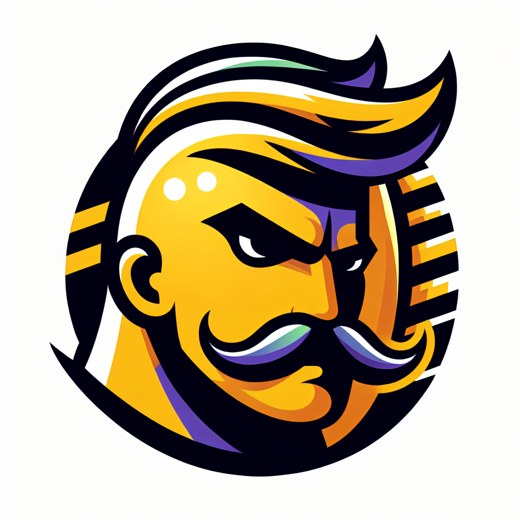 Design a logo for a blog dedicated to Professional Grappling Federation news, reflecting the bold and competitive spirit of the sport with a modern and dynamic aesthetic. Capture the essence of a determined and knowledgeable "egghead warrior" in the design. "egghead warrior" has either a yellow ball cap or a high and tight haircut